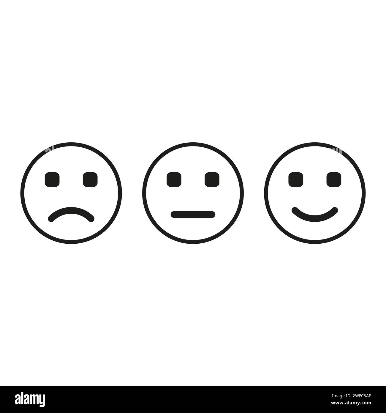 Flat set with black emotions icons. Smile face. Vector illustration. Stock image. EPS 10. Stock Vector
