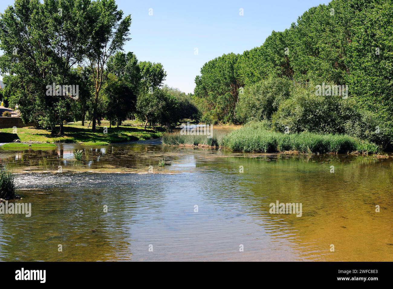 Zadorra River on La Puebla de Arganzon. Treviño, Burgos province, Castilla y Leon, Spain. Stock Photo
