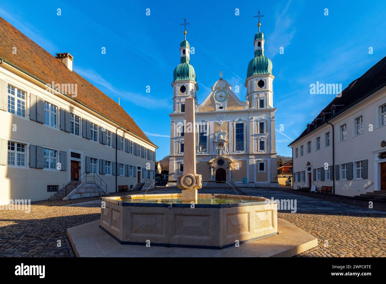 Roman-Catholic Cathedral of Arlesheim (first built in 1679-81, then reconstructed in 1759-61) by architects were Bagnato father and son. Canton of Bas Stock Photo