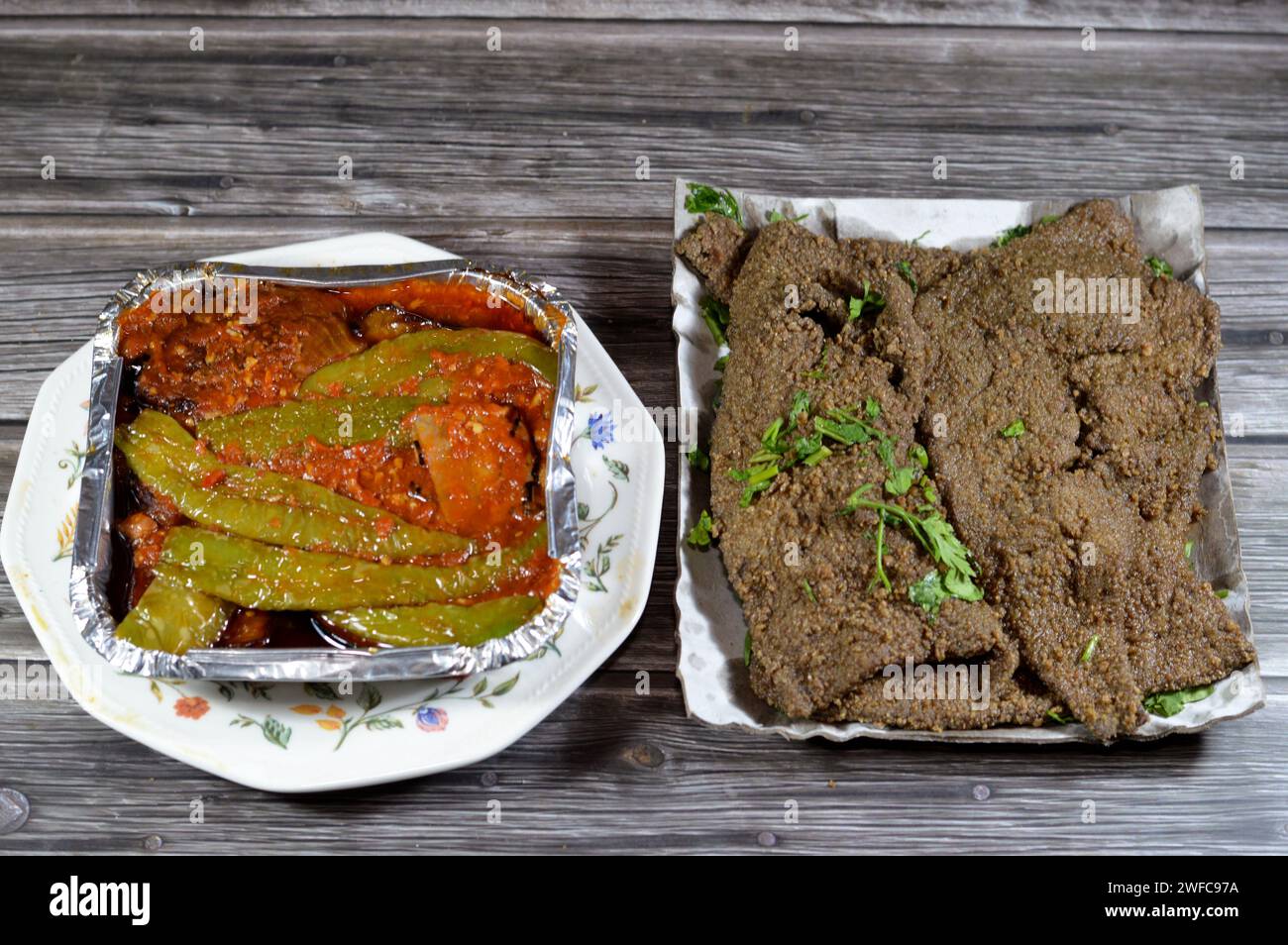 Arabic deep fried beef liver slices, beef liver covered with wheat bran, (Kebda Bel Rada) which