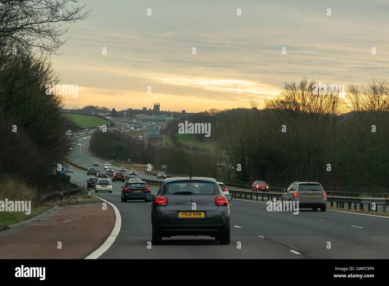 m6 southbound motorway with cars Stock Photo