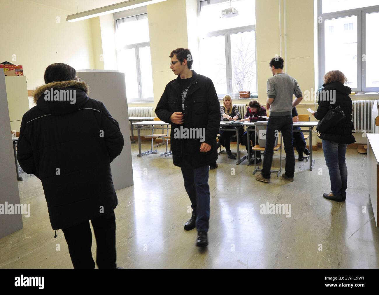 a voting booth during an election, free and secret ballot voting booth during an election Stock Photo