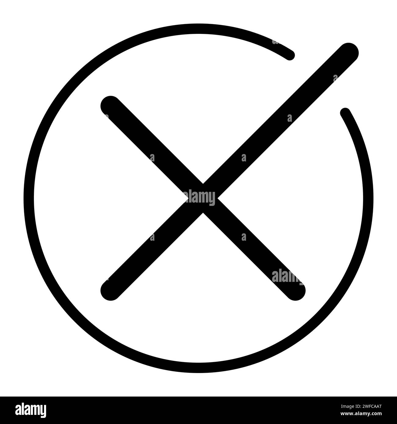 Modern cross in a circle. Cross symbol. Tick icon. Vector illustration. stock image. EPS 10. Stock Vector