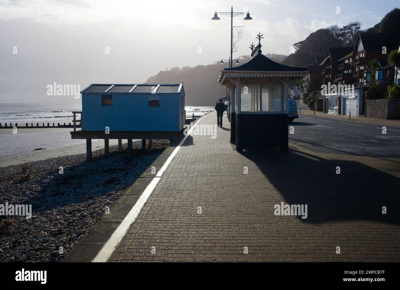 The prom and beach at Shanklin, Isle of Wight on a winter afternoon Stock Photo