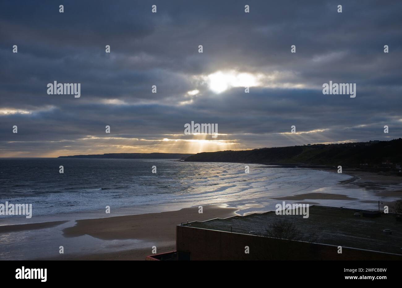 The south bay at Scarborough on a late winter afternoon Stock Photo