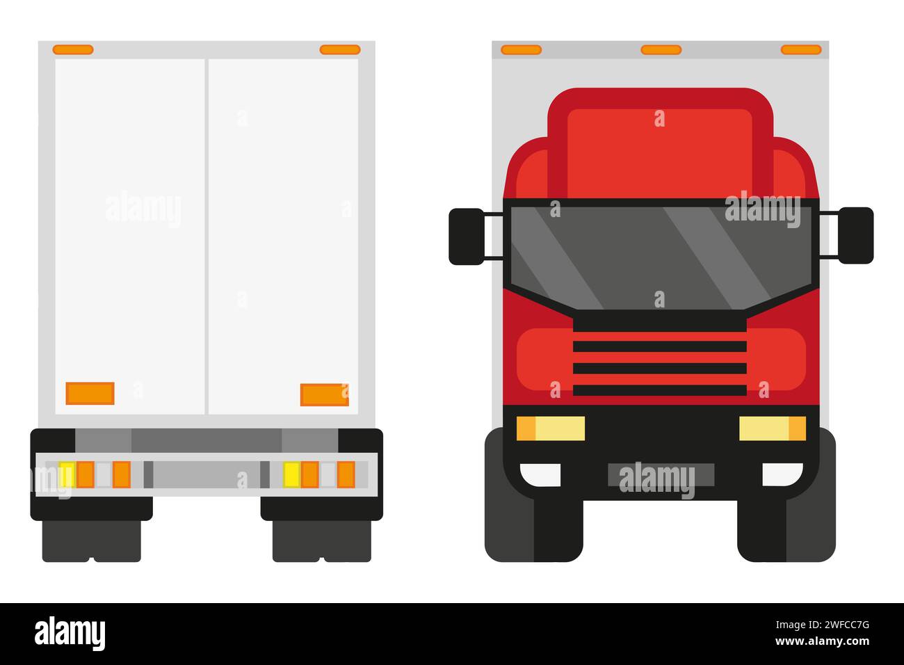American truck front to back. Automobile identity. Vector illustration