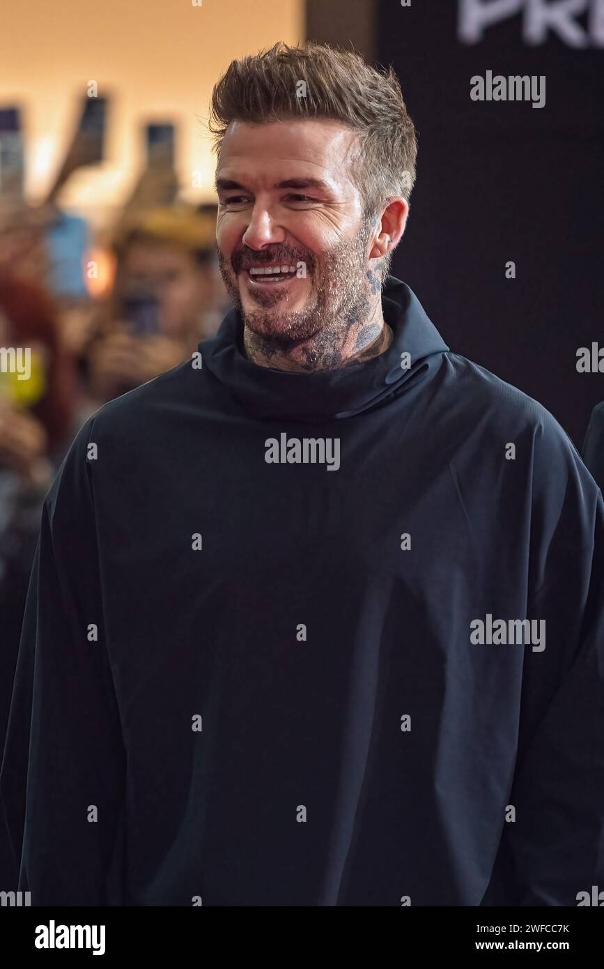 Bangkok, Thailand. 30th Jan, 2024. David Beckham, a former English national football player, seen during an event 'The Legend of Predator' promoting the new edition of Adidas Predator 24 shoes at Central World the shopping mall in Bangkok. Credit: SOPA Images Limited/Alamy Live News Stock Photo