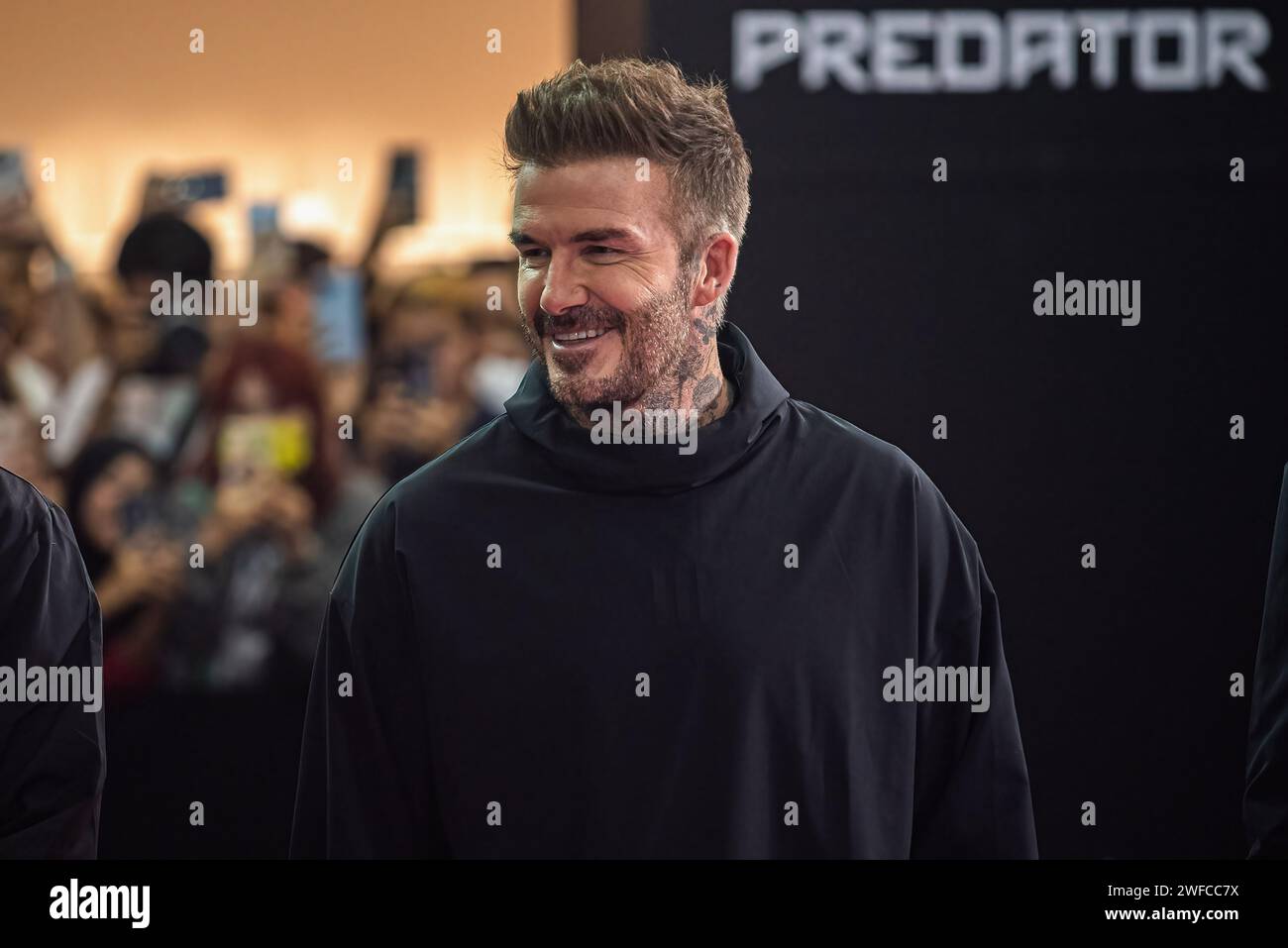 Bangkok, Thailand. 30th Jan, 2024. David Beckham, a former English national football player, seen during an event 'The Legend of Predator' promoting the new edition of Adidas Predator 24 shoes at Central World the shopping mall in Bangkok. Credit: SOPA Images Limited/Alamy Live News Stock Photo