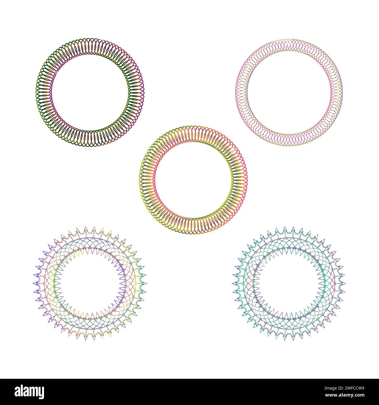 Spiral circles. Circle frame set. Geometric element. Vector illustration. Stock image. EPS 10. Stock Vector
