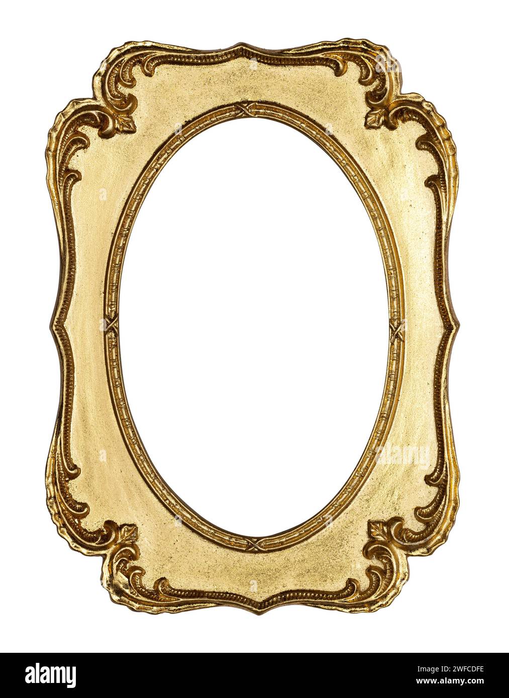 Empty old colored picture or image frame. Top view, studio photgraphed ...