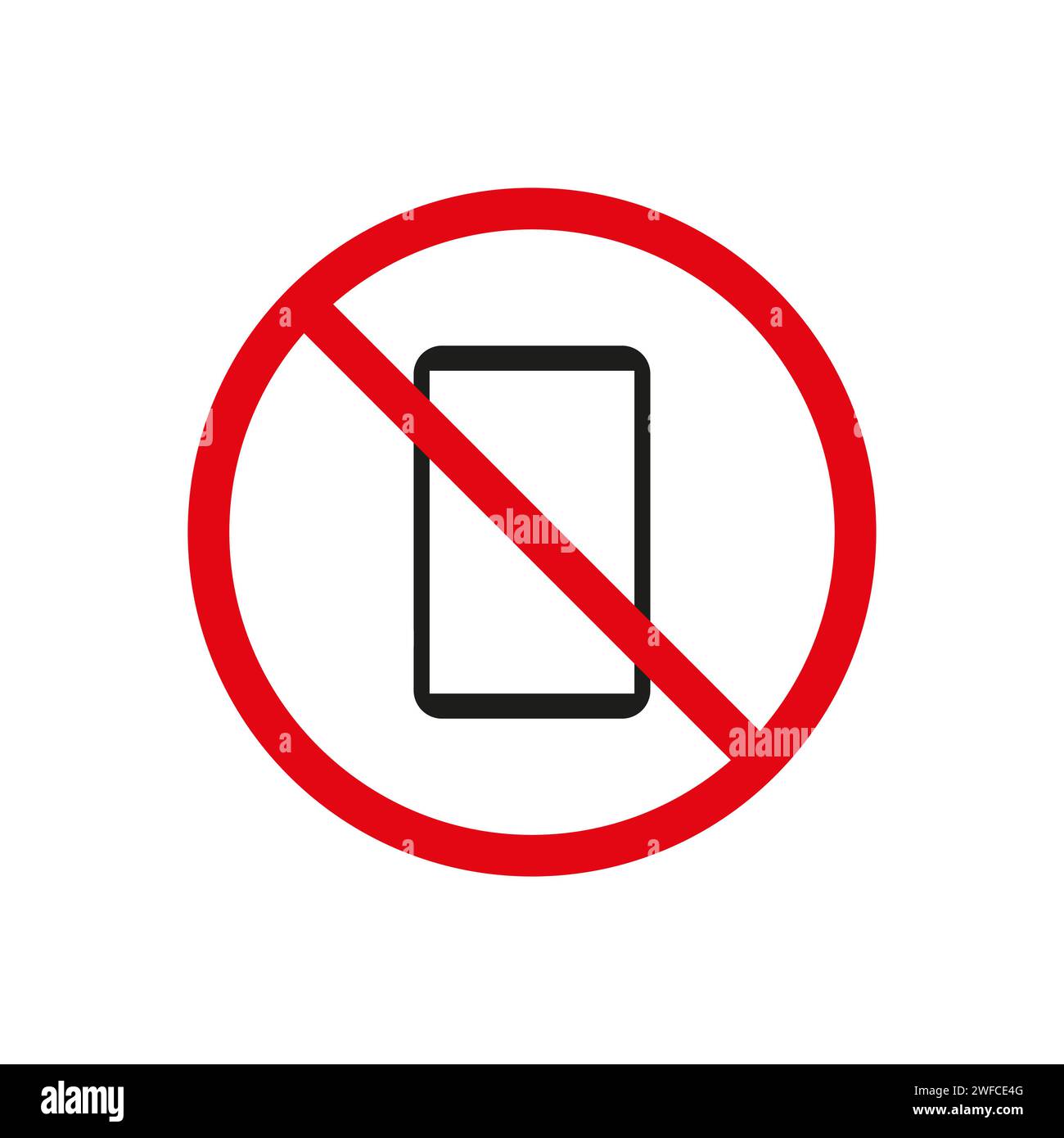 No phone sign. Gadget icon. Red circle. Flat art. Forbidden concept. Public information. Vector illustration. Stock image. EPS 10. Stock Vector