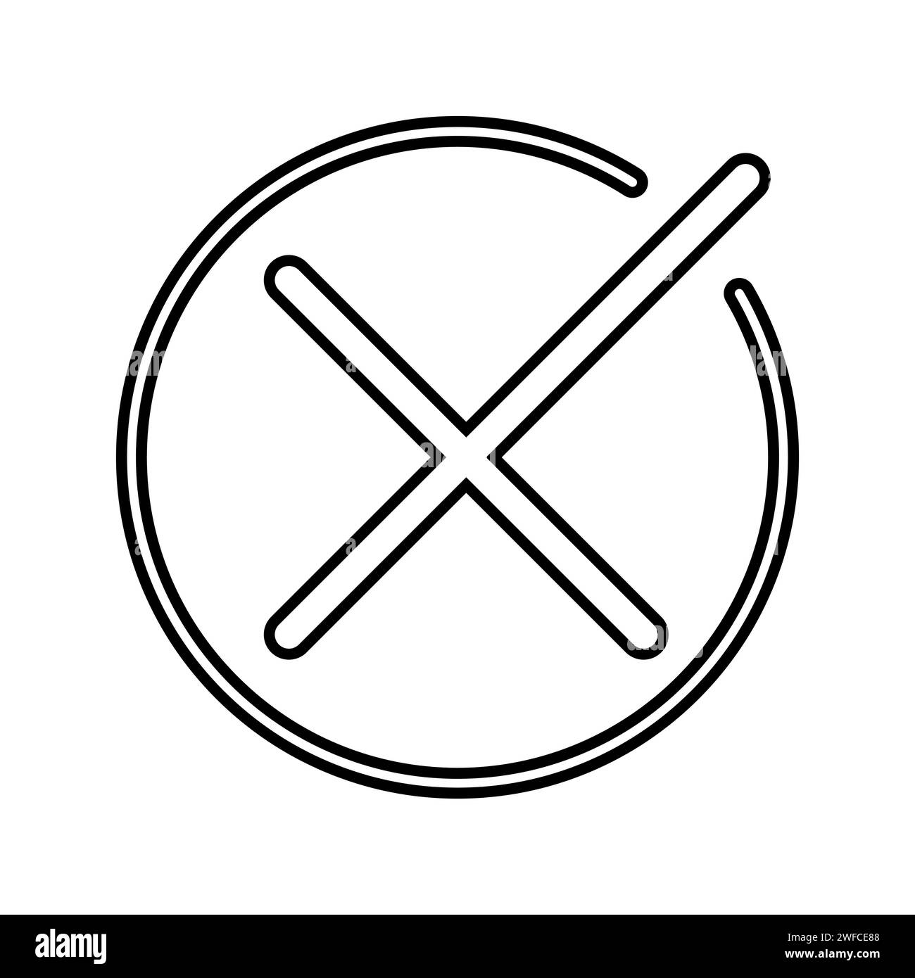 Modern cross in a circle. Cross symbol. Tick icon. Vector illustration. stock image. EPS 10. Stock Vector