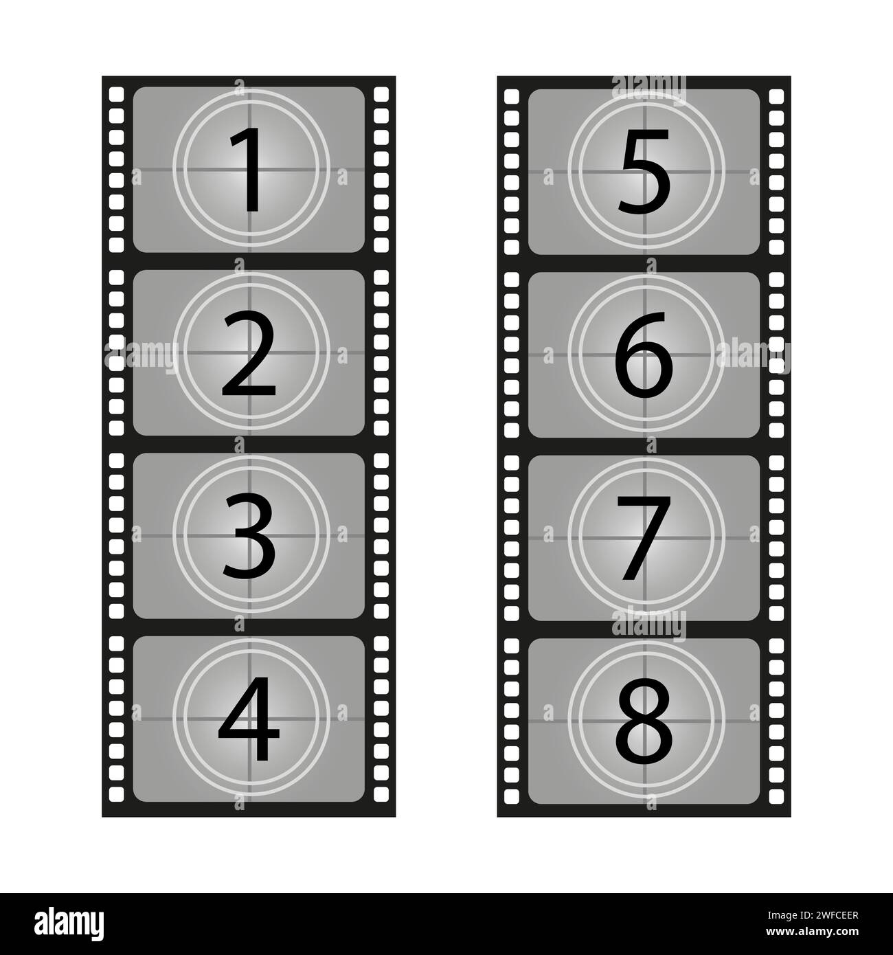 Film with numbers. Vintage retro. Vector illustration. EPS 10. Stock Vector