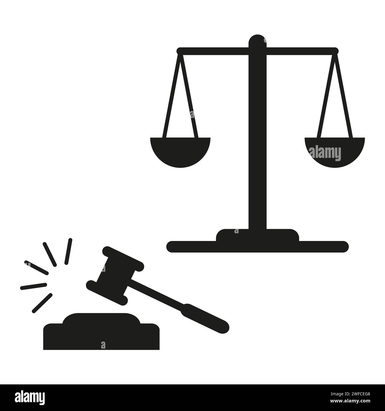Judge's gavel scales. Business concept. Vector illustration. Stock