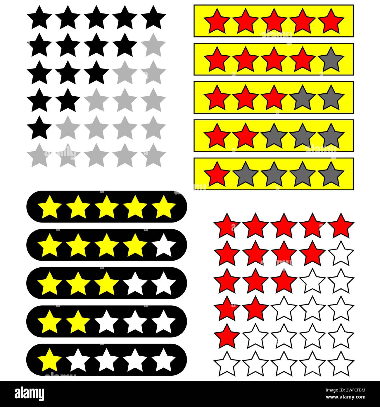Set stars score. Set rating star. Color background. Customer evaluation. Vector illustration. stock image. EPS 10. Stock Vector