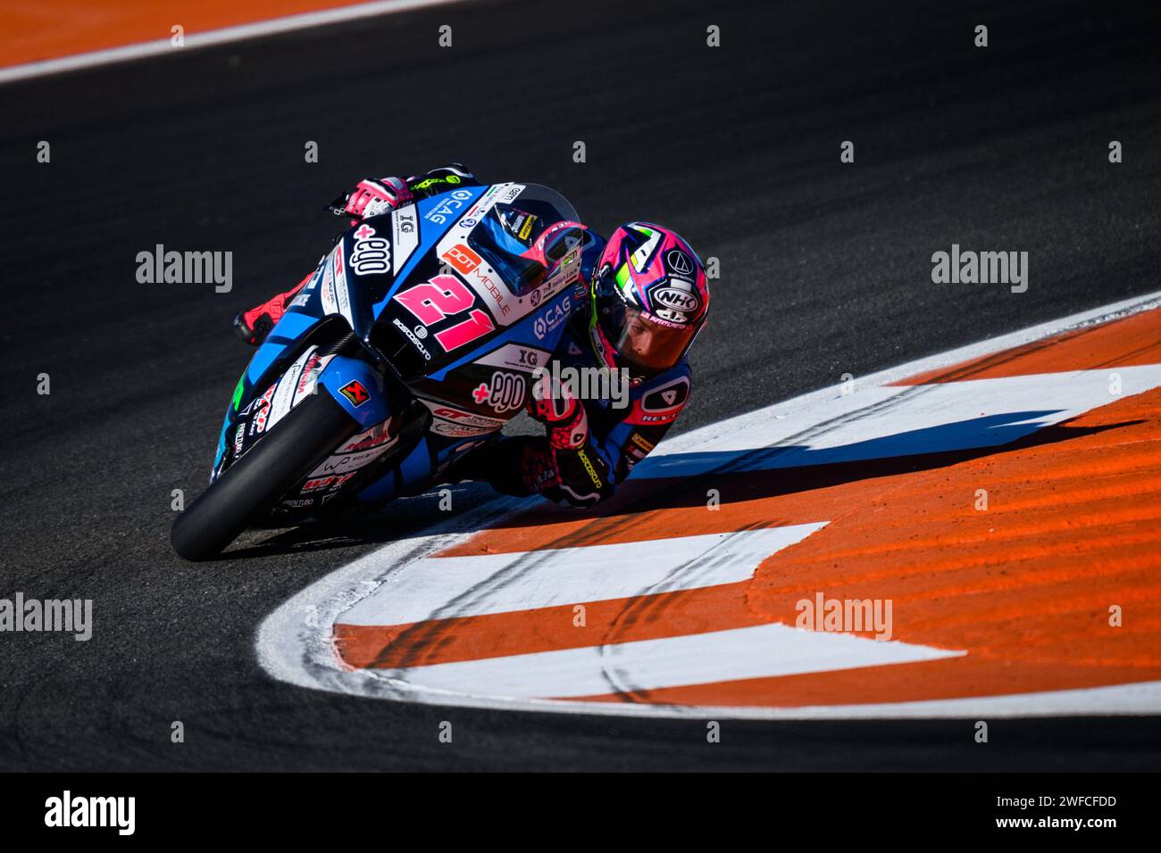 Spanish Moto2 rider Alonso Lopez of the Trevisan SpeedUp GT team during the Motul grand prix in Cheste, Valencia, Spain. November 2023 Stock Photo