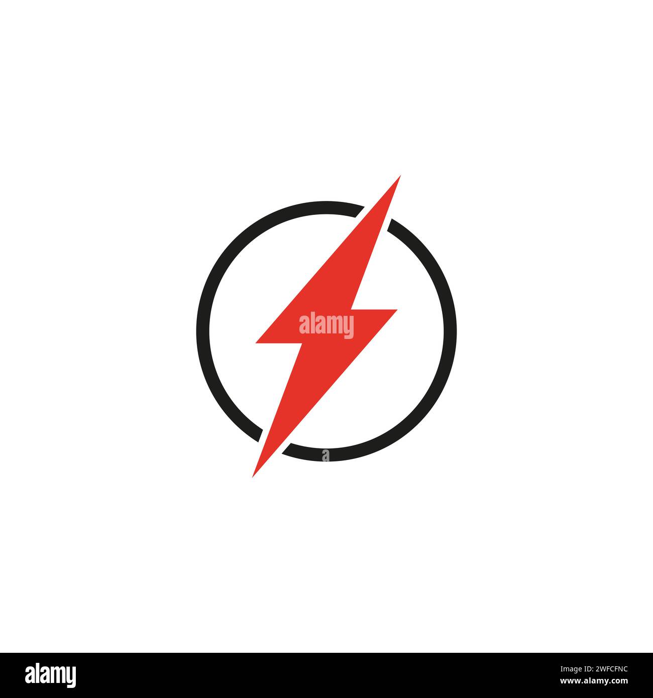 red lightning circle icon. Vector illustration. EPS 10. Stock Vector