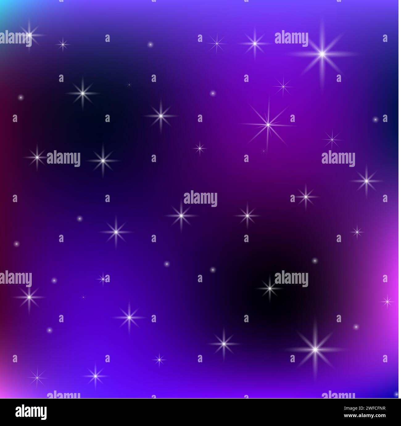 Blue starry sky on dust pink background. Purple shiny gradient. Vector illustration. stock image. EPS 10. Stock Vector