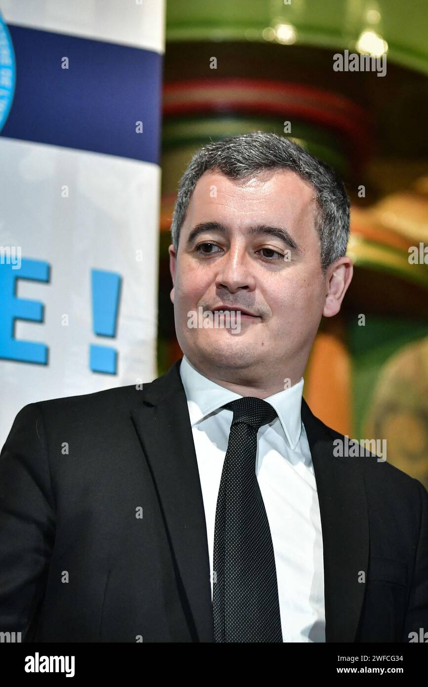 Paris, France. 30th Jan, 2024. French Interior Minister Gerald Darmanin