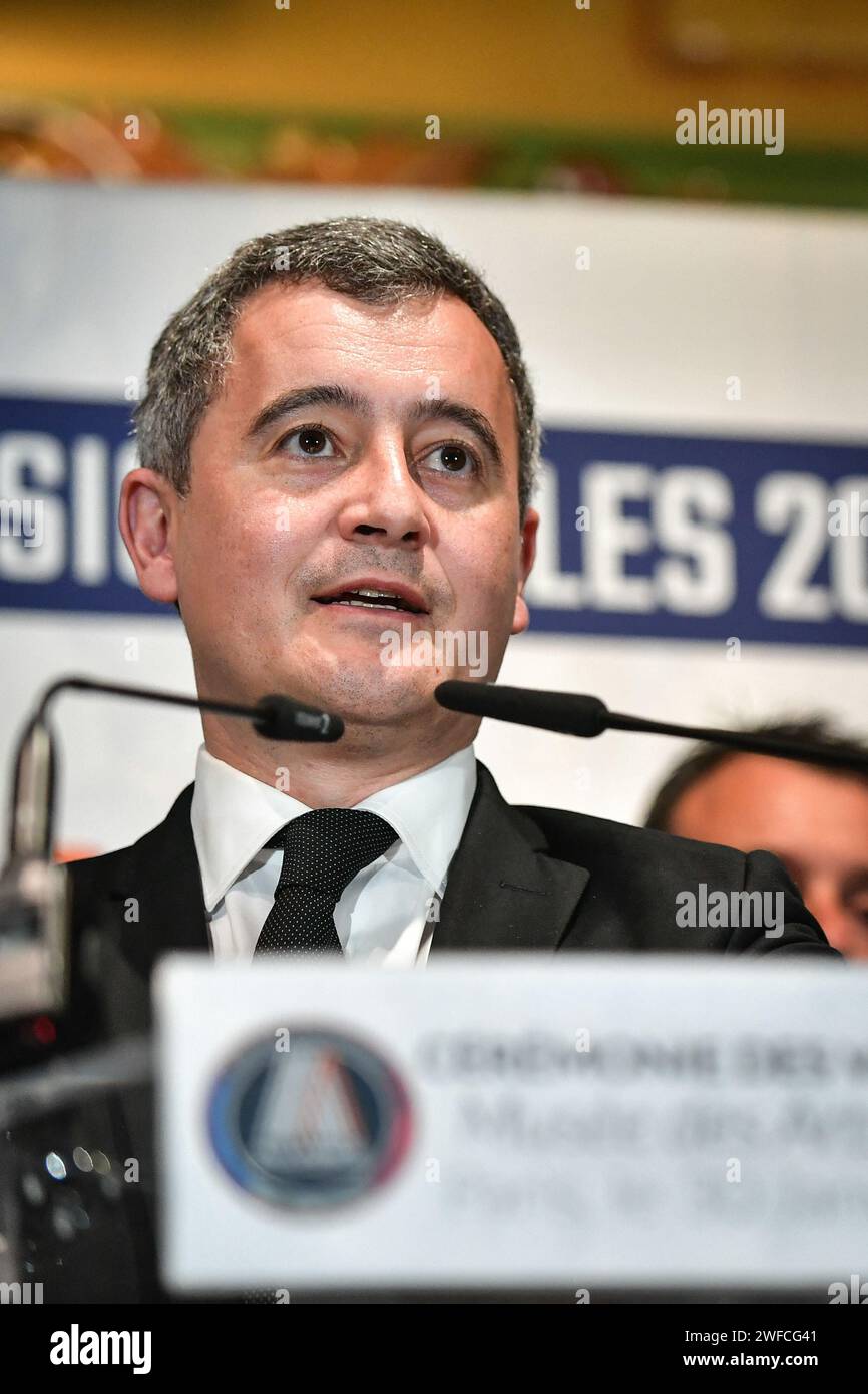 Paris, France. 30th Jan, 2024. French Interior Minister Gerald Darmanin