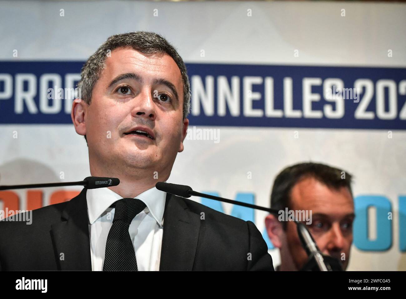 Paris, France. 30th Jan, 2024. French Interior Minister Gerald Darmanin