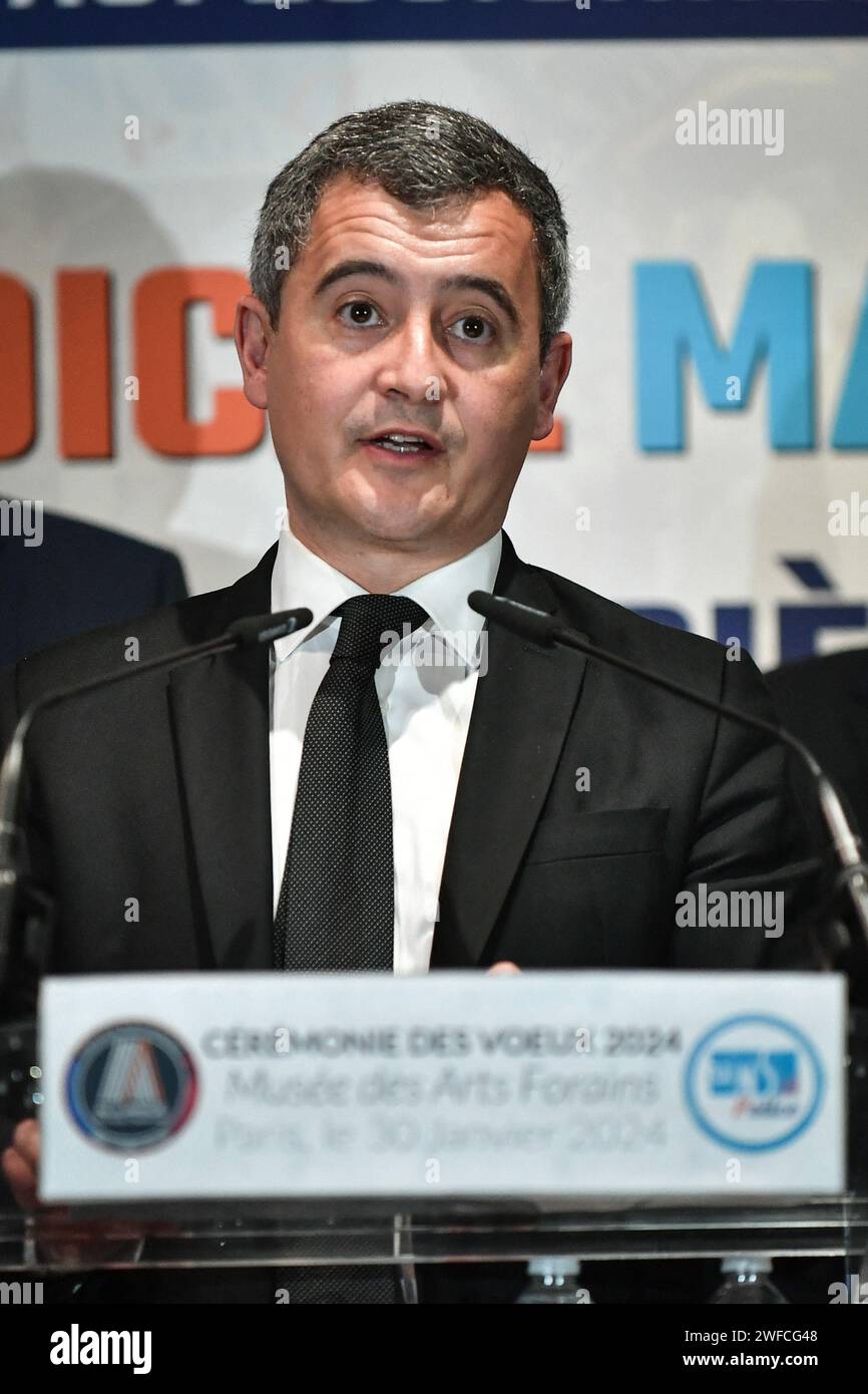 Paris, France. 30th Jan, 2024. French Interior Minister Gerald Darmanin