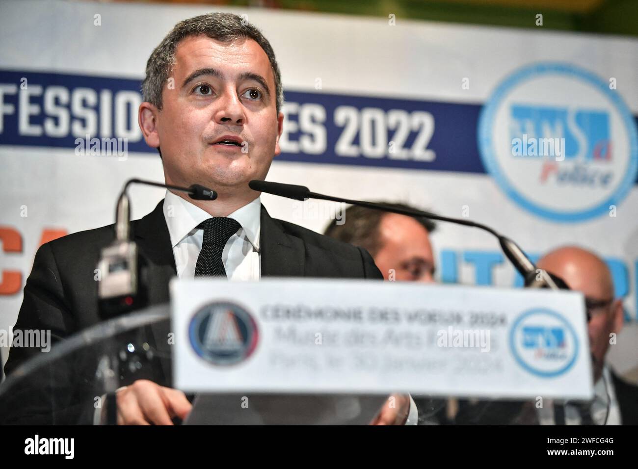 Paris, France. 30th Jan, 2024. French Interior Minister Gerald Darmanin