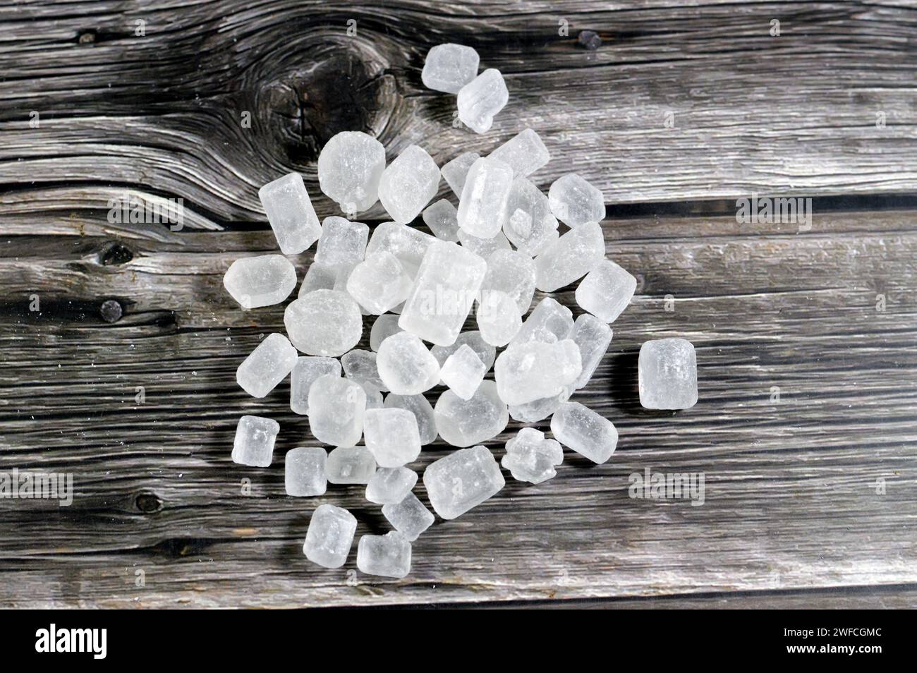 pile of rock crystal sugar candy lumps, a type of confection composed
