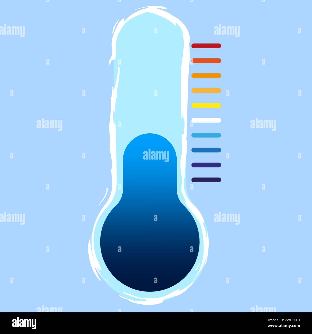 blue cartoon thermometer. Vector illustration. EPS 10. Stock Vector