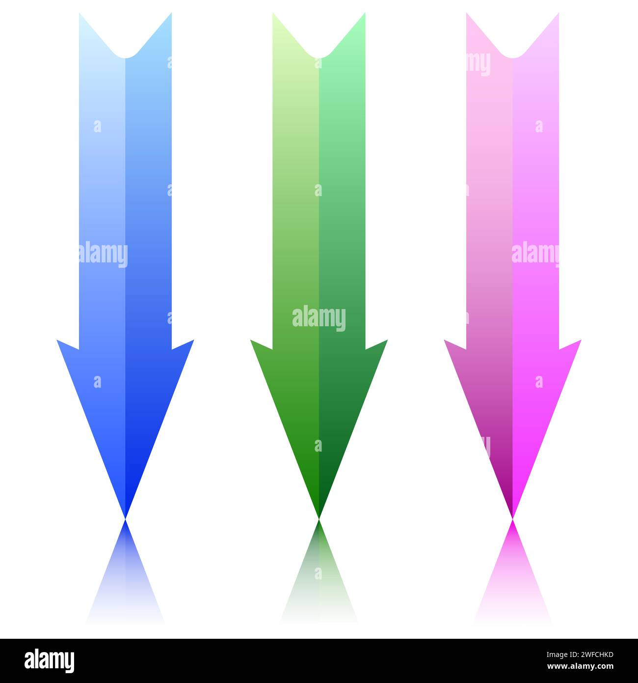 colored down arrows on white background. Vector illustration. Stock ...