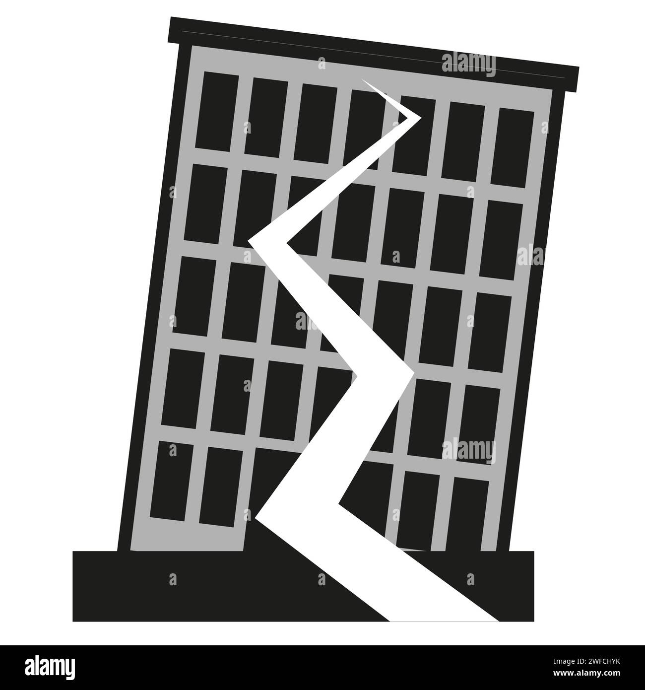 black house crack icon. House after the earthquake. Vector illustration