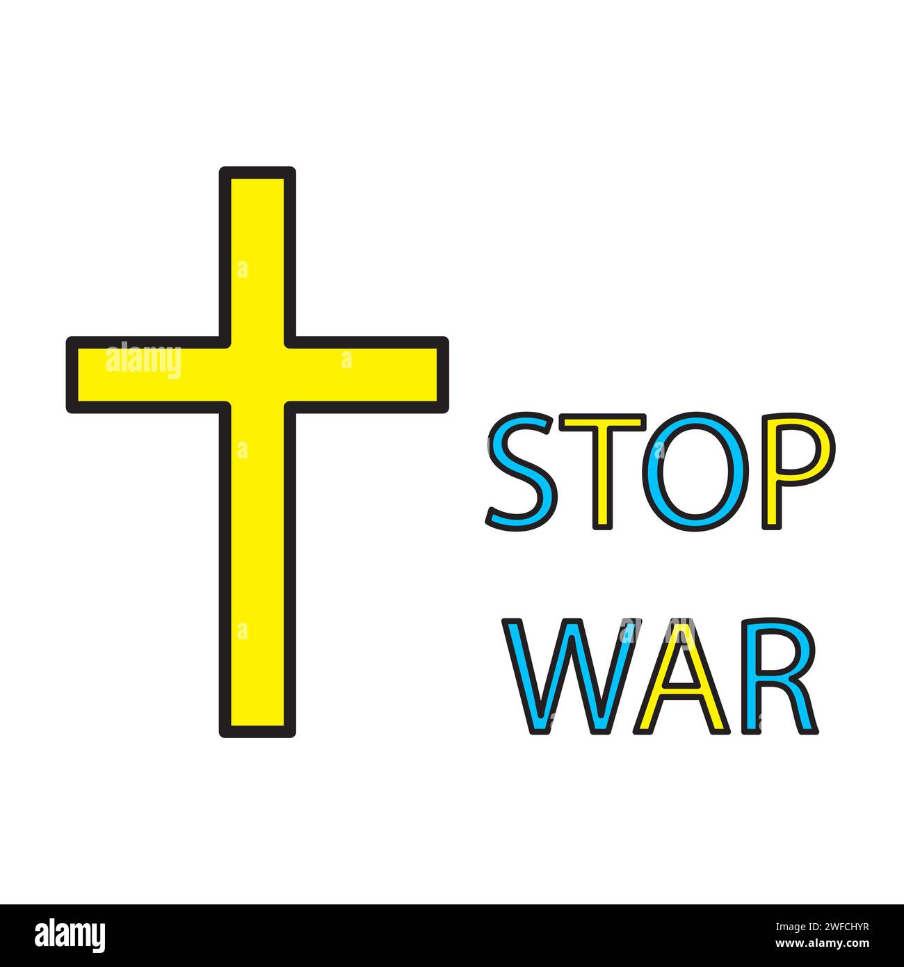 No world war sign icon. Ukraine war poster. Russian ukrainian conflict symbol. Vector illustration. stock image. EPS 10. Stock Vector
