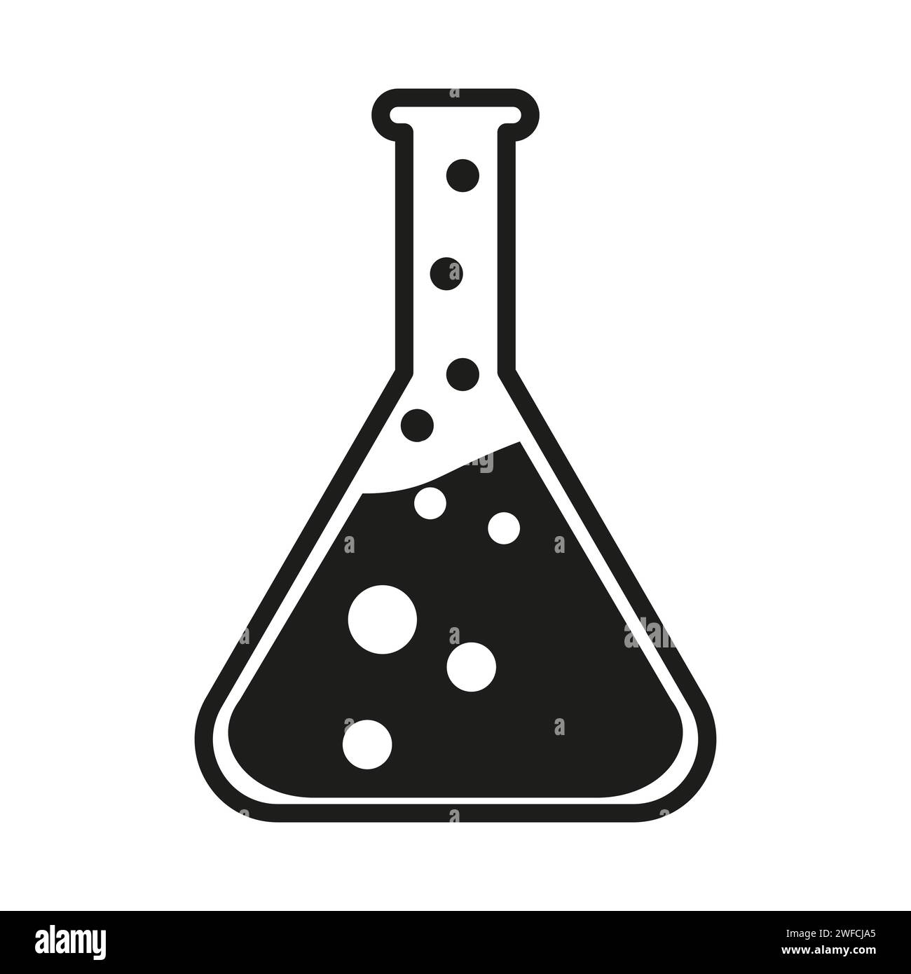 black flask liquid icon. Chemical laboratory research. Vector