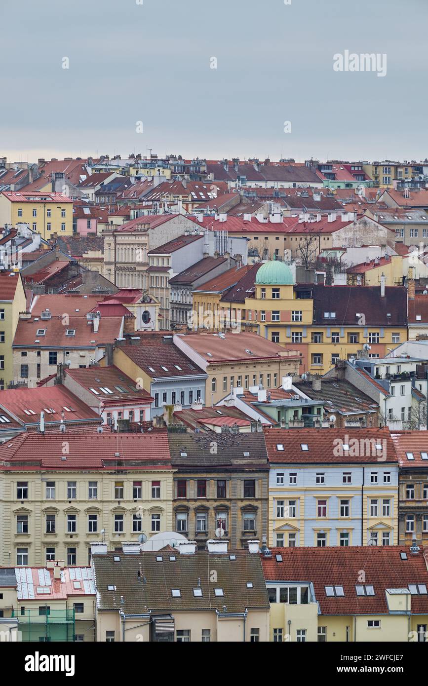 Aerial cityscape view of Prague capital city of Czech Republic on 12 January 2024 Stock Photo