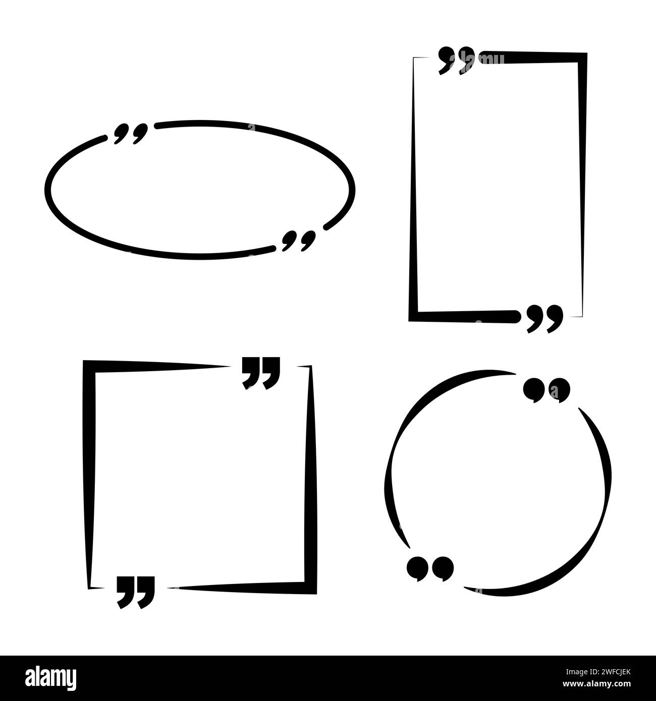 Quotation marks frames icons. Comment square balloon. Dialog frame. Text message. Vector illustration. stock image. EPS 10. Stock Vector