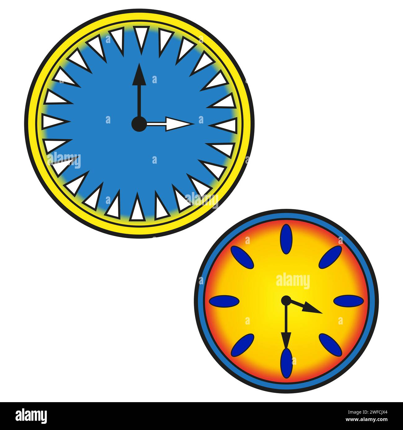 Clock cartoon colored in retro style. Time clock. Vector illustration. stock image. EPS 10. Stock Vector