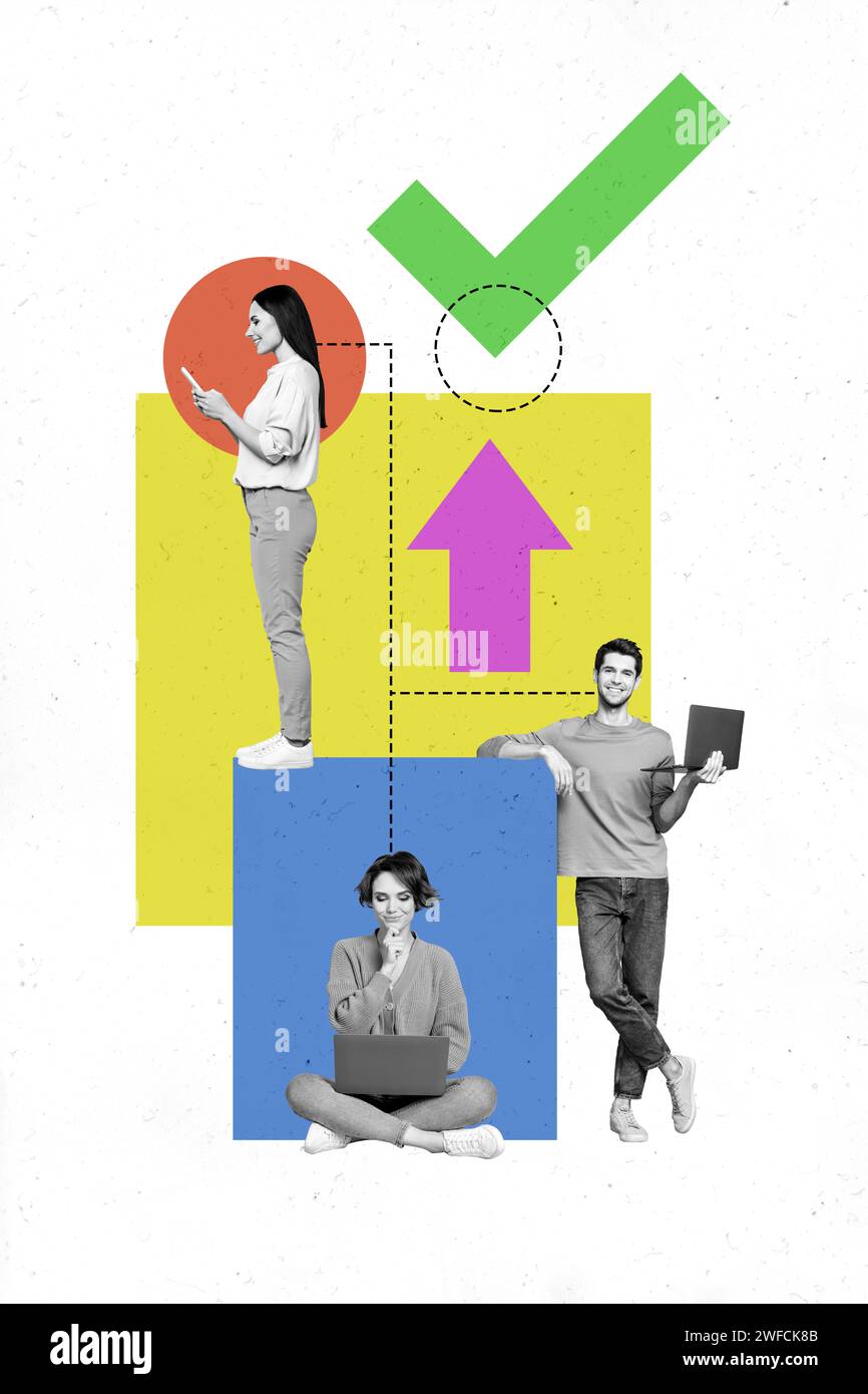 Image poster collage of successful people office workers colleagues ...