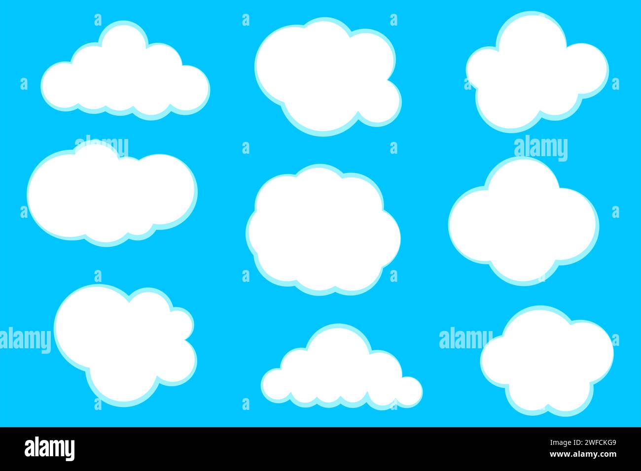 Cartoon clouds. Blue background. Vector illustration. stock image. EPS 10. Stock Vector