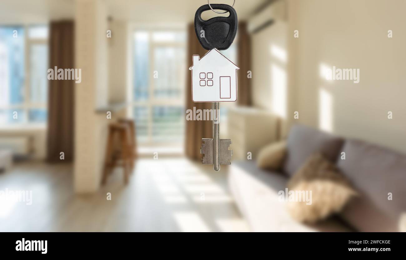 Blurred photo of Key hanging electronic devices are stored. Stock Photo