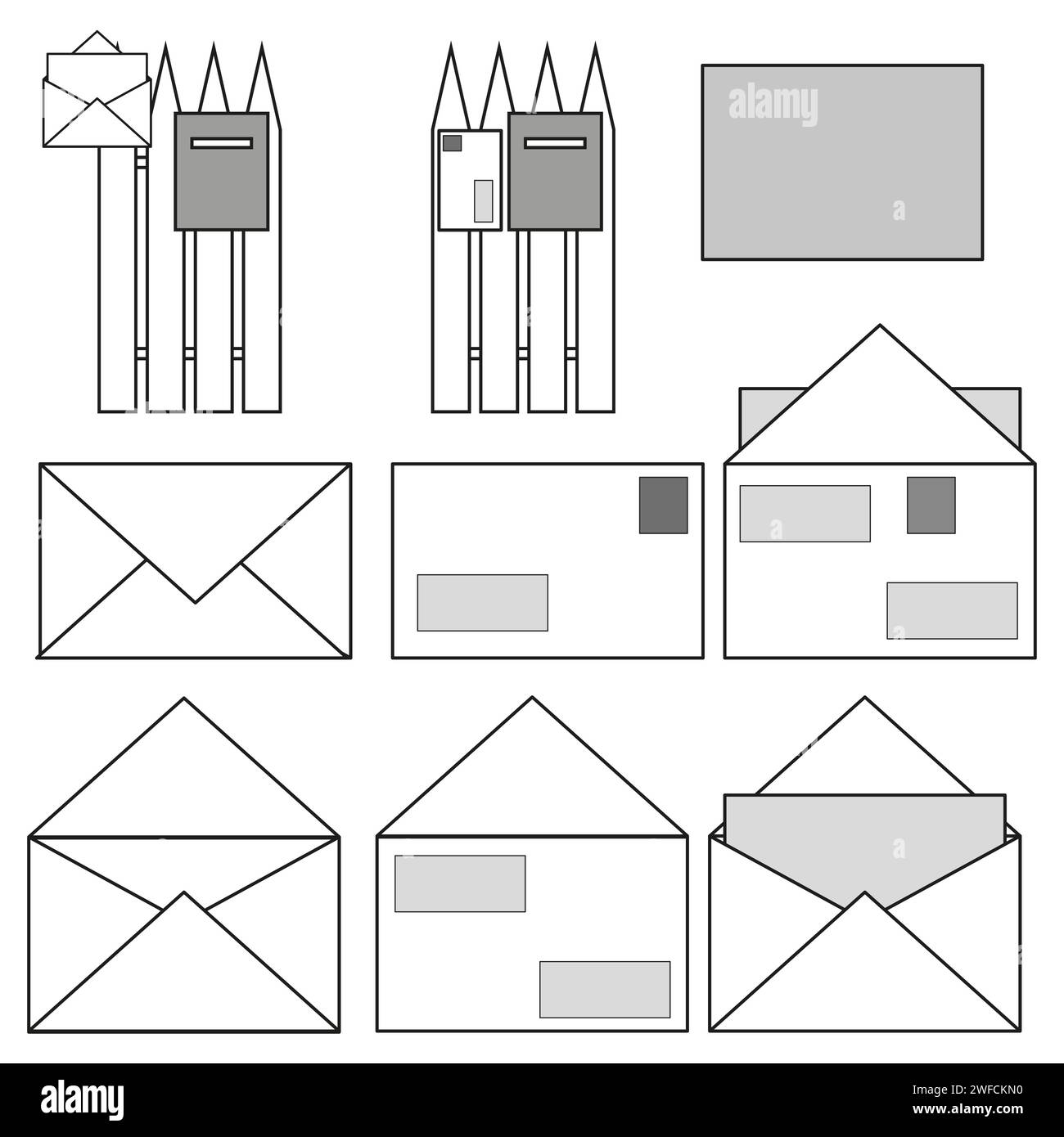 Envelopes pencils in flat style. Email icon. Vector illustration. stock ...