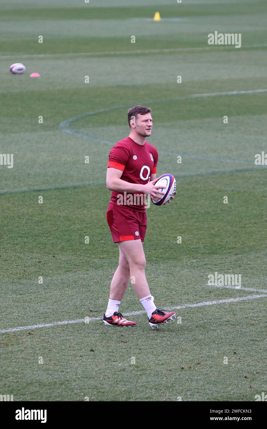 Girona, Spain, 29th January 2024 - Fraser Dingwall at England men's rugby warm weather training camp. Stock Photo