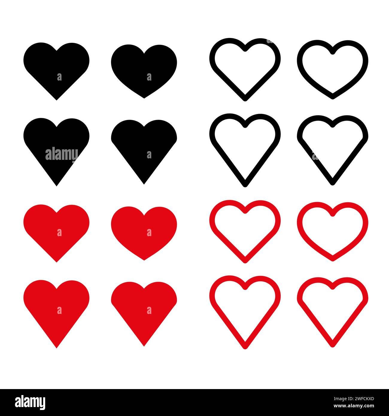 Heart icon set solid Stock Vector Images - Alamy