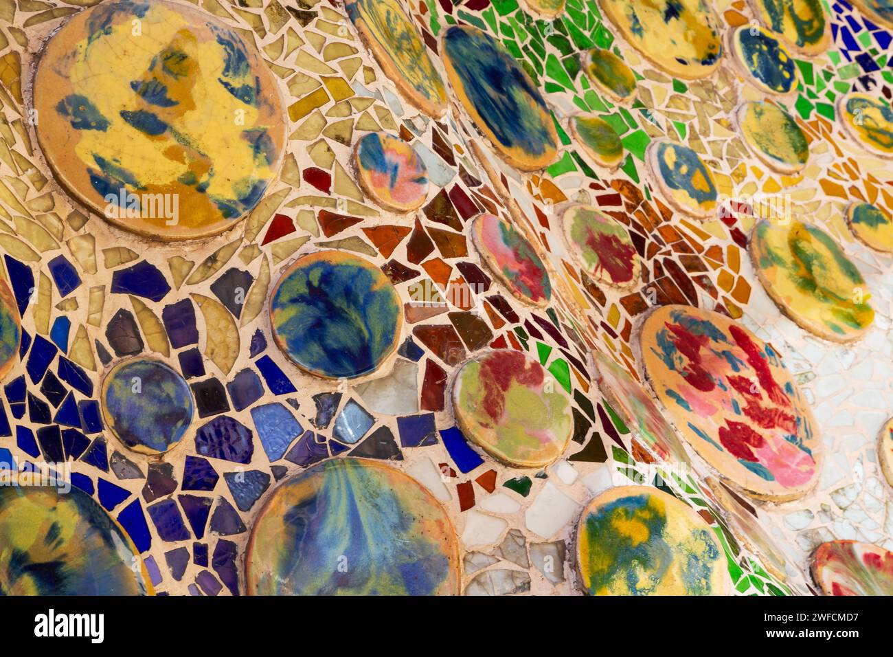 Mosaic detail, Casa Batllo, Antonio Gaudi house. Barcelona, Catalunya, Spain Stock Photo