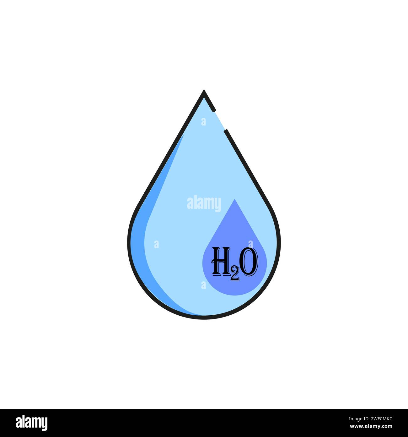 icon with blue drop h2o. Clean water. Natural background. Vector illustration. stock image. EPS 10. Stock Vector