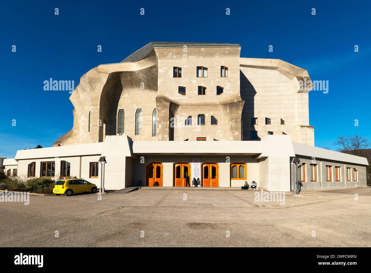 The Second Goetheanum building designed by Rudolf Steiner, located on top of the hill in Dornach, canton of Solothurn, Switzerland.  It is the world c Stock Photo