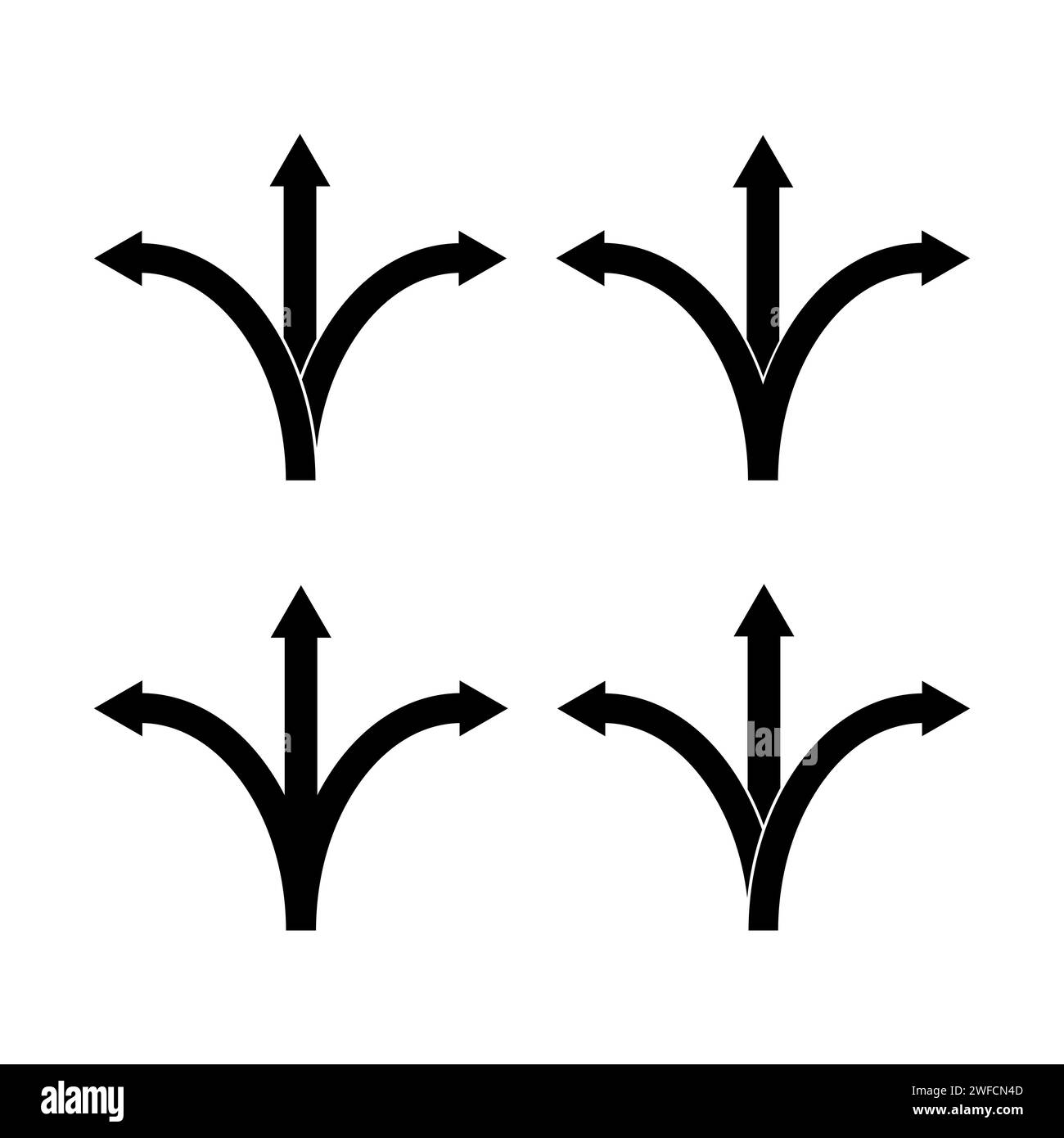 Three direction arrows. Question mark isolated. Vector illustration. Stock image. EPS 10. Stock Vector