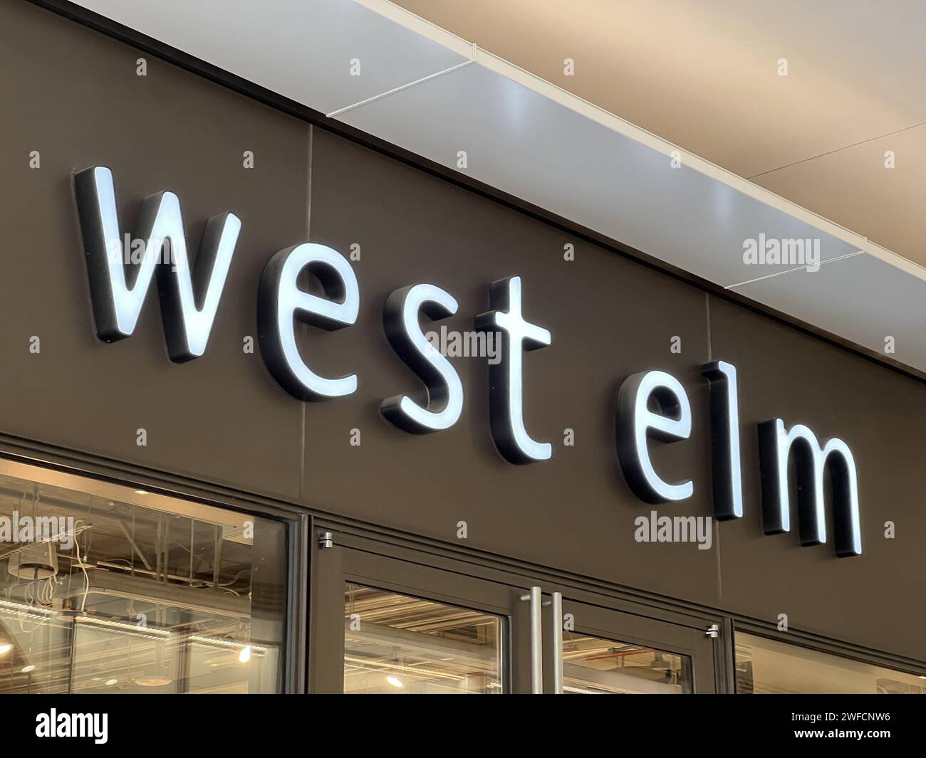 Exterior sign of West Elm store at City Center Ranch, a