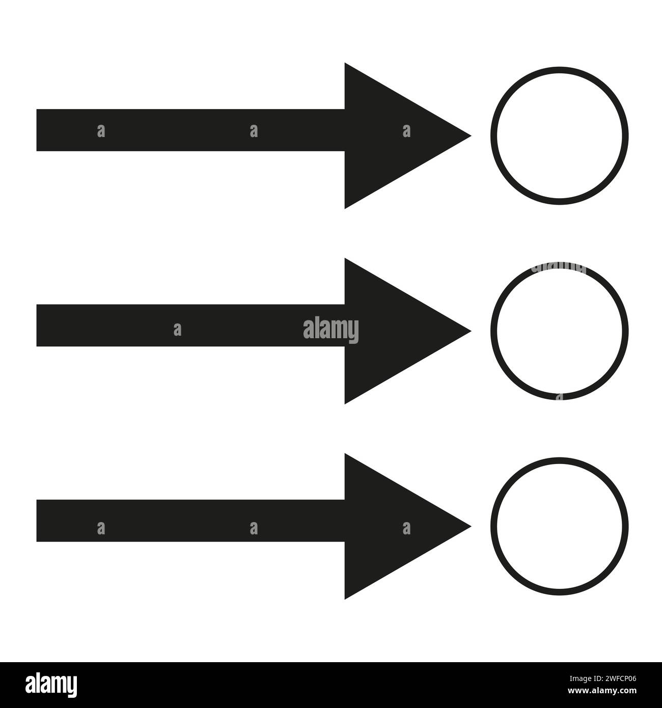 Different straight brush arrows. Exclusive arrows. Arrows pointing to circles. stock image. EPS 10. Stock Vector