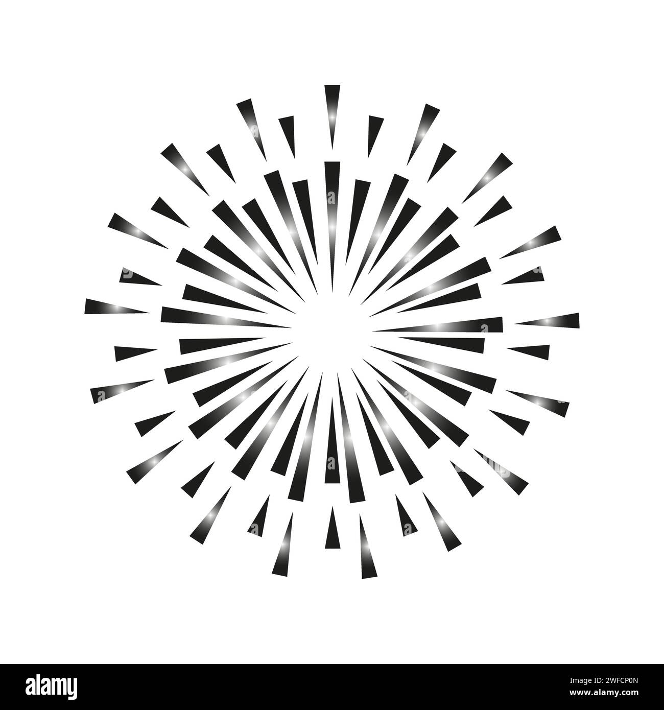 Doodle rays from triangles. Geometric art. Round shape. Vector illustration. Stock image. EPS 10. Stock Vector