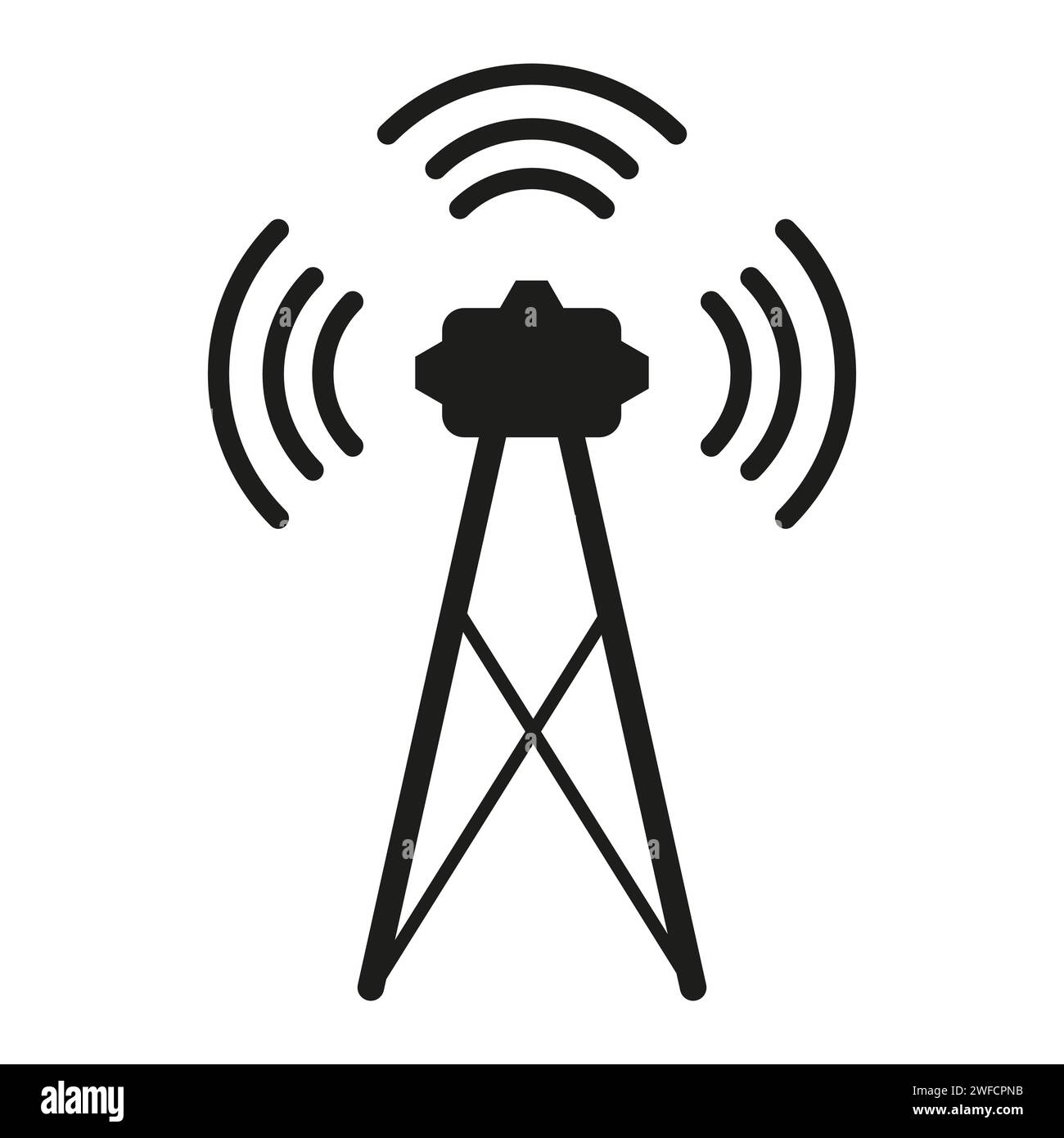 Mobile tower icon. Internet communication. Global network. Radio station signal. Vector illustration. Stock image. EPS 10. Stock Vector